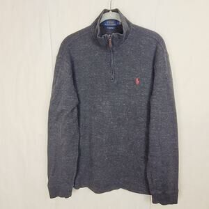 Polo Ralph Lauren Estate Rib grey quarter zip pullover shirt Size Large Preppy